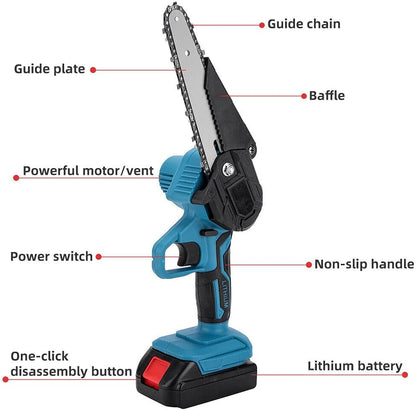 6" Cordless Electric Mini Chainsaw (+2 FREE Batteries & Gloves!!)